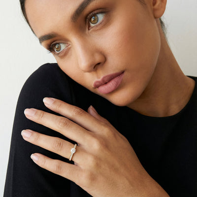 Round and Baguette 9KT Gold Laboratory Grown Diamond Ring