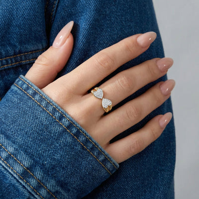 Twin Flames Heart 9KT Gold Laboratory Grown Diamond Ring