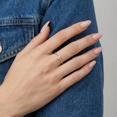 Beaded Halo 9KT Gold Laboratory Grown Diamond Ring