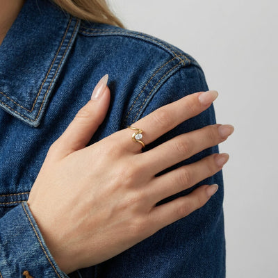 Curvy Oval 9KT Gold Laboratory Grown Diamond Ring