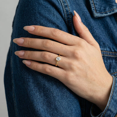 Guarded Solitaire 9KT Gold Laboratory Grown Diamond Ring