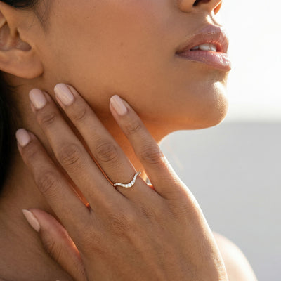 Lustrous U Curve 9KT Gold Laboratory Grown Diamond Ring
