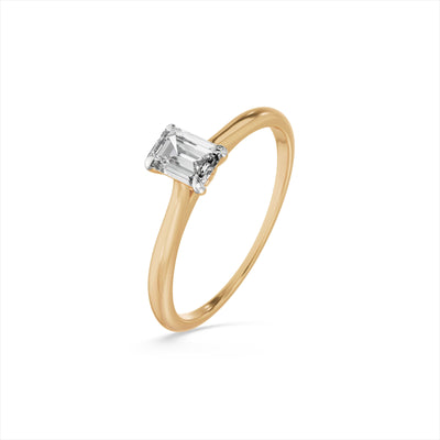 Emerald Solitaire 9KT Gold Laboratory Grown Diamond Ring
