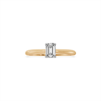 Emerald Solitaire 9KT Gold Laboratory Grown Diamond Ring