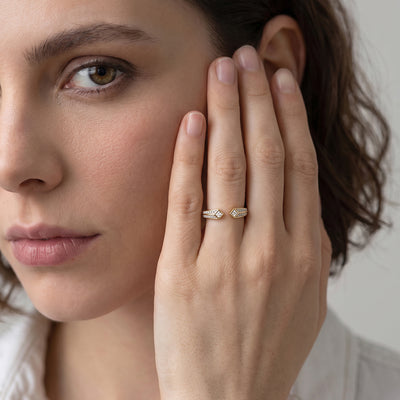 Twin Edge Gleam 9KT Gold Laboratory Grown Diamond Ring