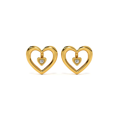 Love's Glow Heart 9KT Gold Laboratory Grown Diamond Stud Earring