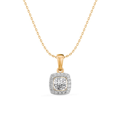Square Cluster 9KT Gold Laboratory Grown Diamond Necklace