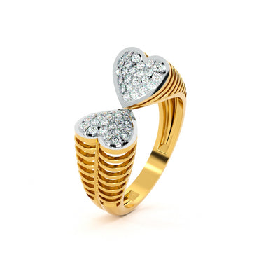 Twin Flames Heart 9KT Gold Laboratory Grown Diamond Ring