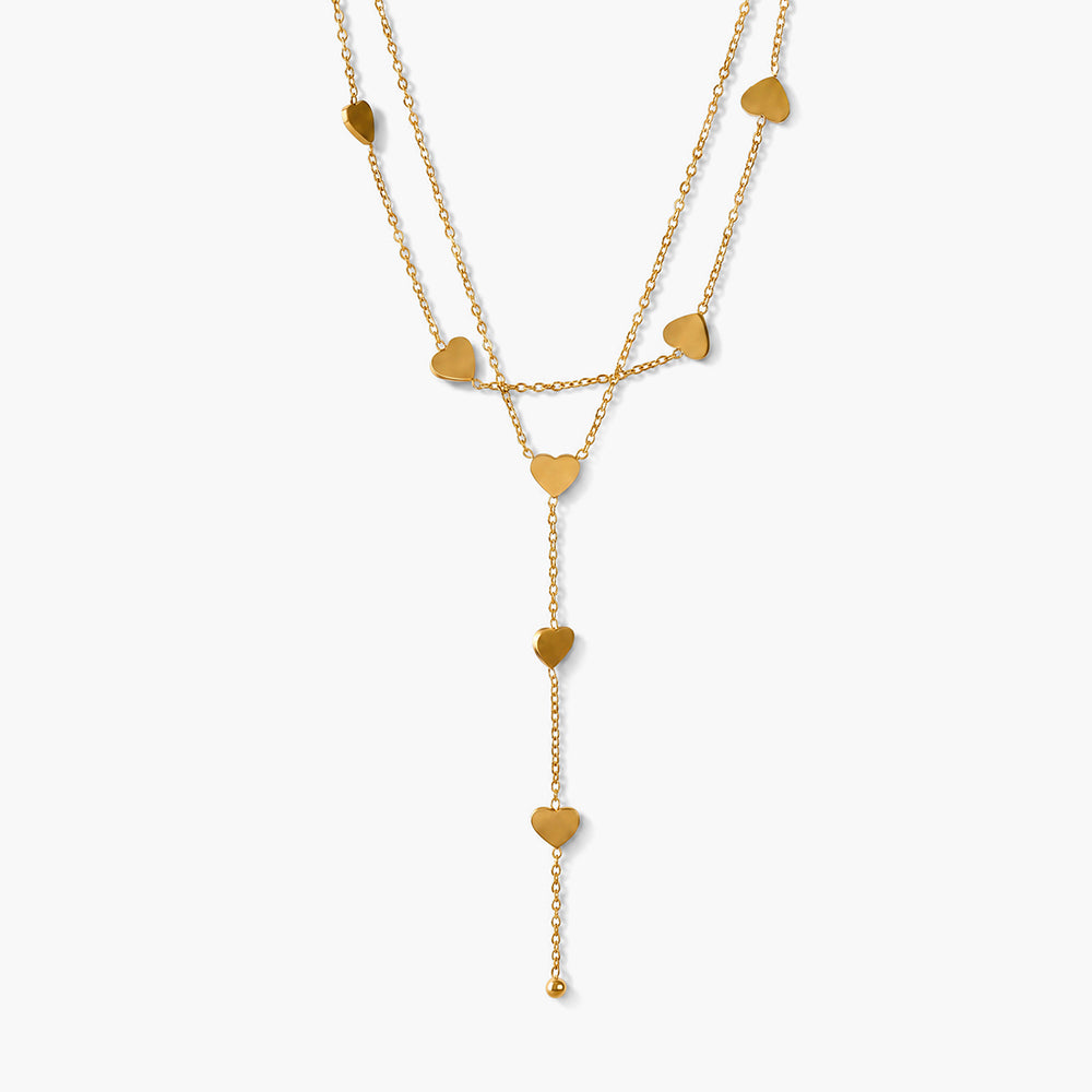 Two-Layered Heart Charm Necklace