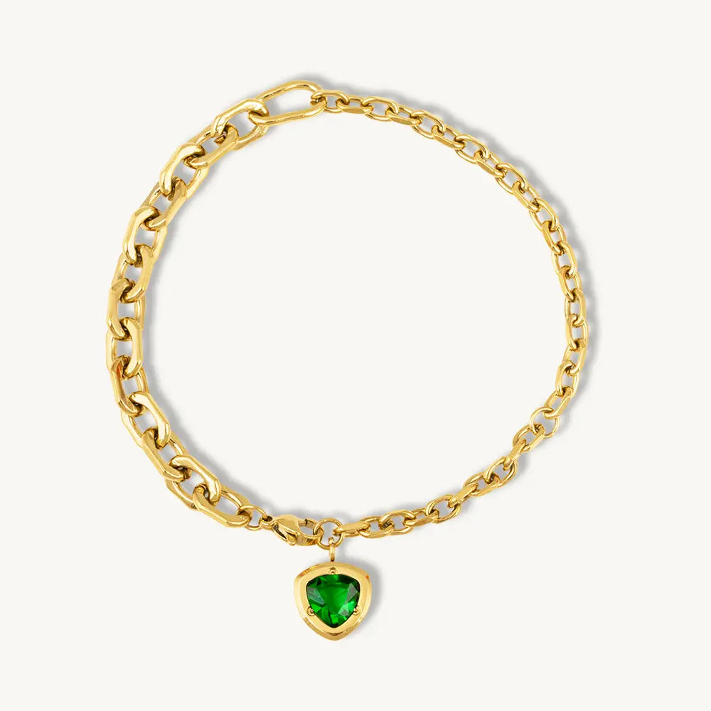 Chunky Emerald Drop Link Bracelet