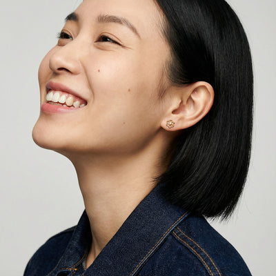 Radiant Petals 9KT Gold Laboratory Grown Diamond Stud Earring