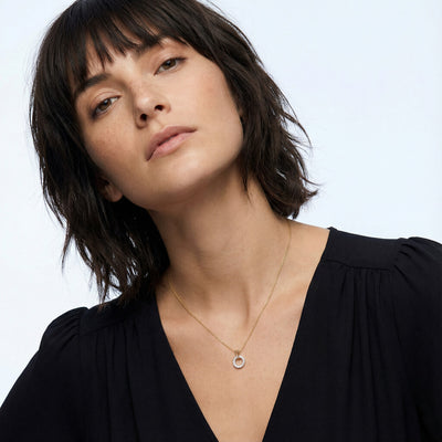 Luna Swing 9KT Gold Laboratory Grown Diamond Halo Necklace