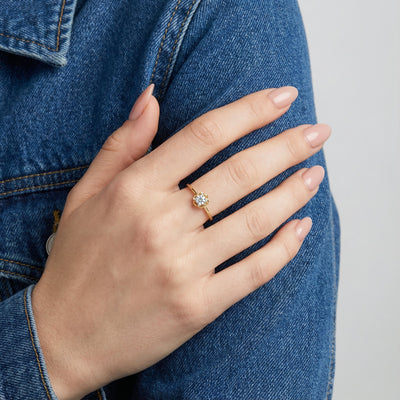 Six Petal Sparkler 9KT Gold Laboratory Grown Diamond Ring