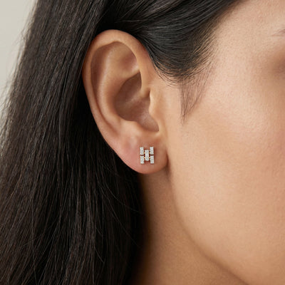 Modern Link 9KT Gold Laboratory Grown Diamond Earrings