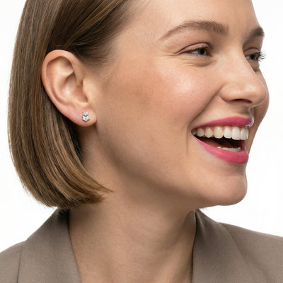 Vintage 9KT Gold Laboratory Grown Diamond Stud Earrings