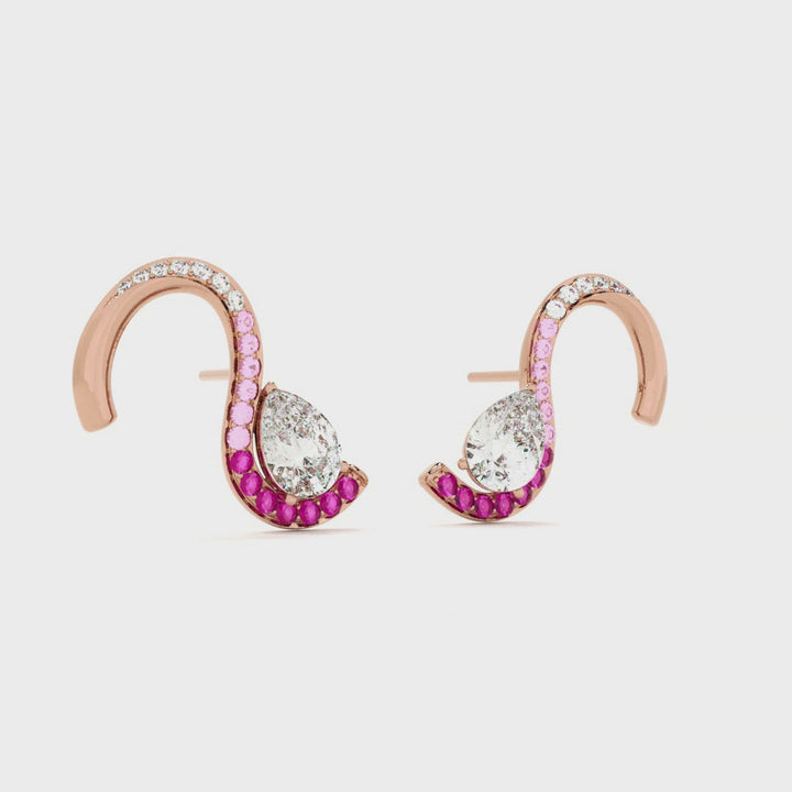 Crimson Swan 925 Sterling Silver Rose Gold Studs