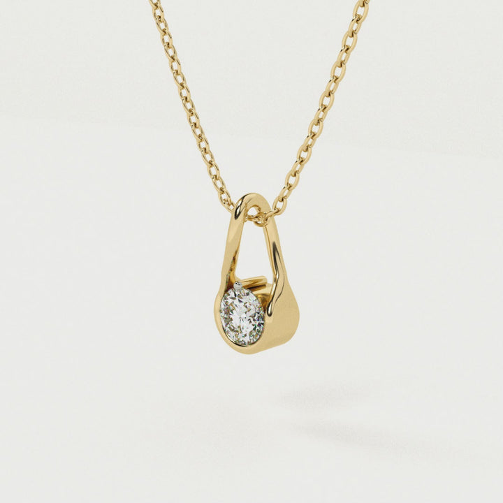 Drop Solitaire 9KT Gold Lab Grown Diamond Pendant - 1