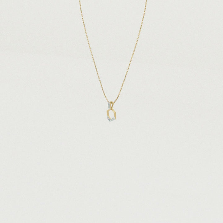 Geo Charm 9KT Gold Lab Grown Diamond Necklace