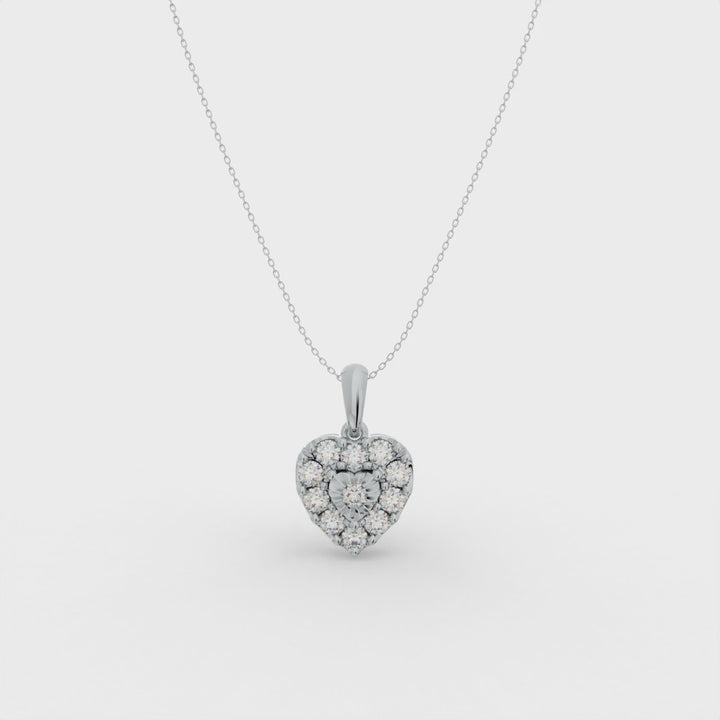 Starlight Shine Heart 925 Sterling Silver Lab Grown Diamond Pendant - 1
