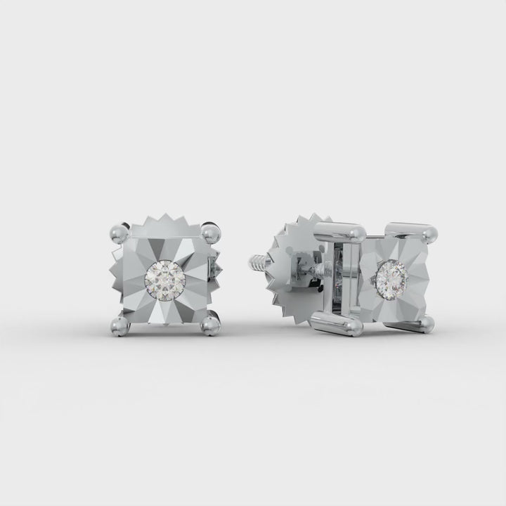 Timeless Solitaire 925 Sterling Silver Lab Grown Diamond Stud Earrings - 1