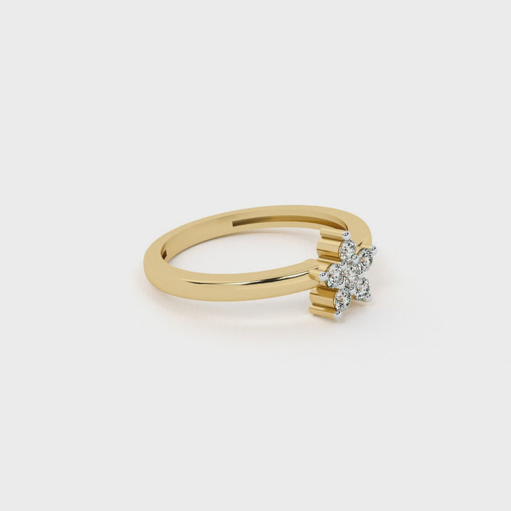 Floral Glint 9KT Gold Lab Grown Diamond Ring - 4